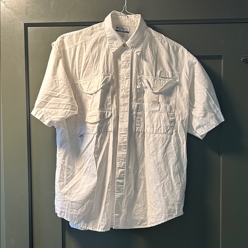Columbia White Men's Casual Button Down Shirt